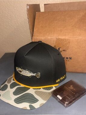Southern String April Hat Subscription Box Black & Camo Fish Patch Snapback Hat